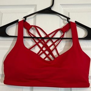 Red LuLuLemon Free to Be sports bra
